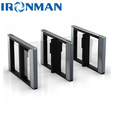 Pintu Putar Keamanan Kaca Otomatis, Sliding Turnstile Barrier Gate Dengan Kartu Baca